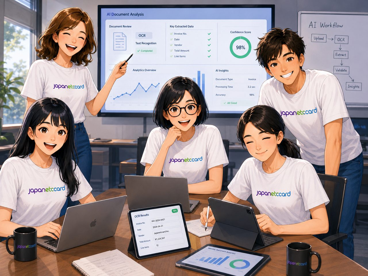 JapanETCcard team reviewing live OCR document analysis results